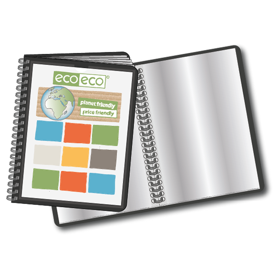 eco-eco A5 formaat 50% gerecycled 100 vakken zwart presentatie display boek, opbergkoffer portfolio kunstmap met plastic hoezen met zwarte displaydoos, (Pack van 2 boeken) eco065x2