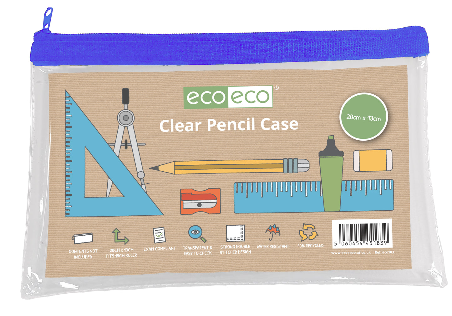 Clear PVC Flat Pencil Case - 20x13cm