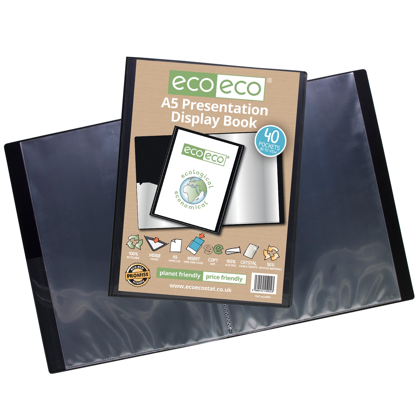 A5 50% Recycled 40 Pocket Presentation Display Book