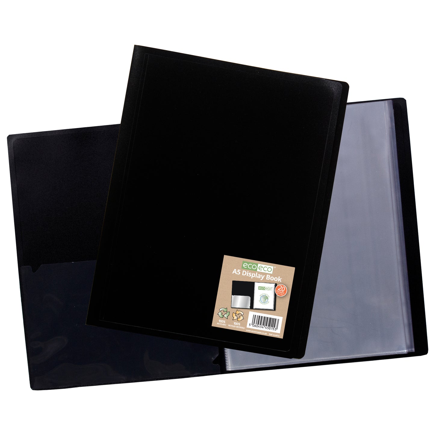 A5 100% Recycled 20 Pocket Flexicover Display Book