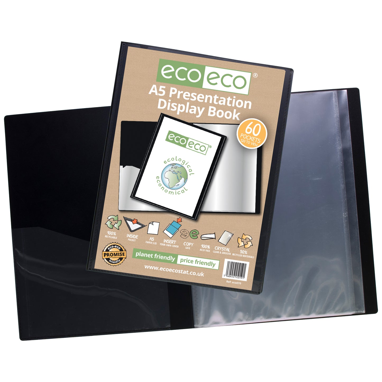 A5 50% Recycled 60 Pocket Presentation Display Book