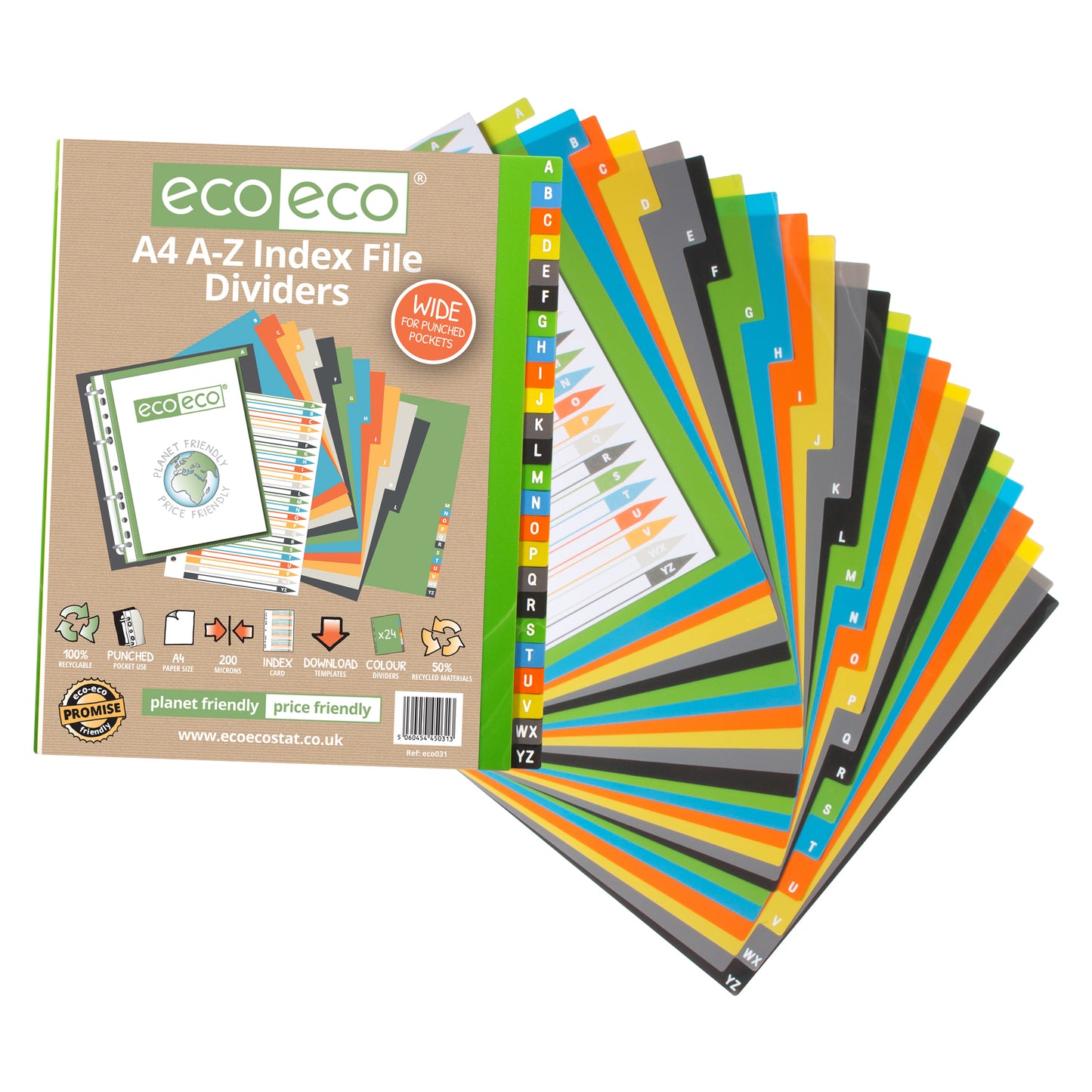 A4 50% Recycled Set A-Z Wide Index File Dividers