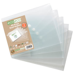 Pack 5 A5 95% Recycled Press Stud Wallets