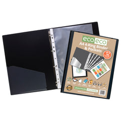 A4 65% Recycled 4-O Rings Presentation Ring Binder with 12 Multi Punched Pockets