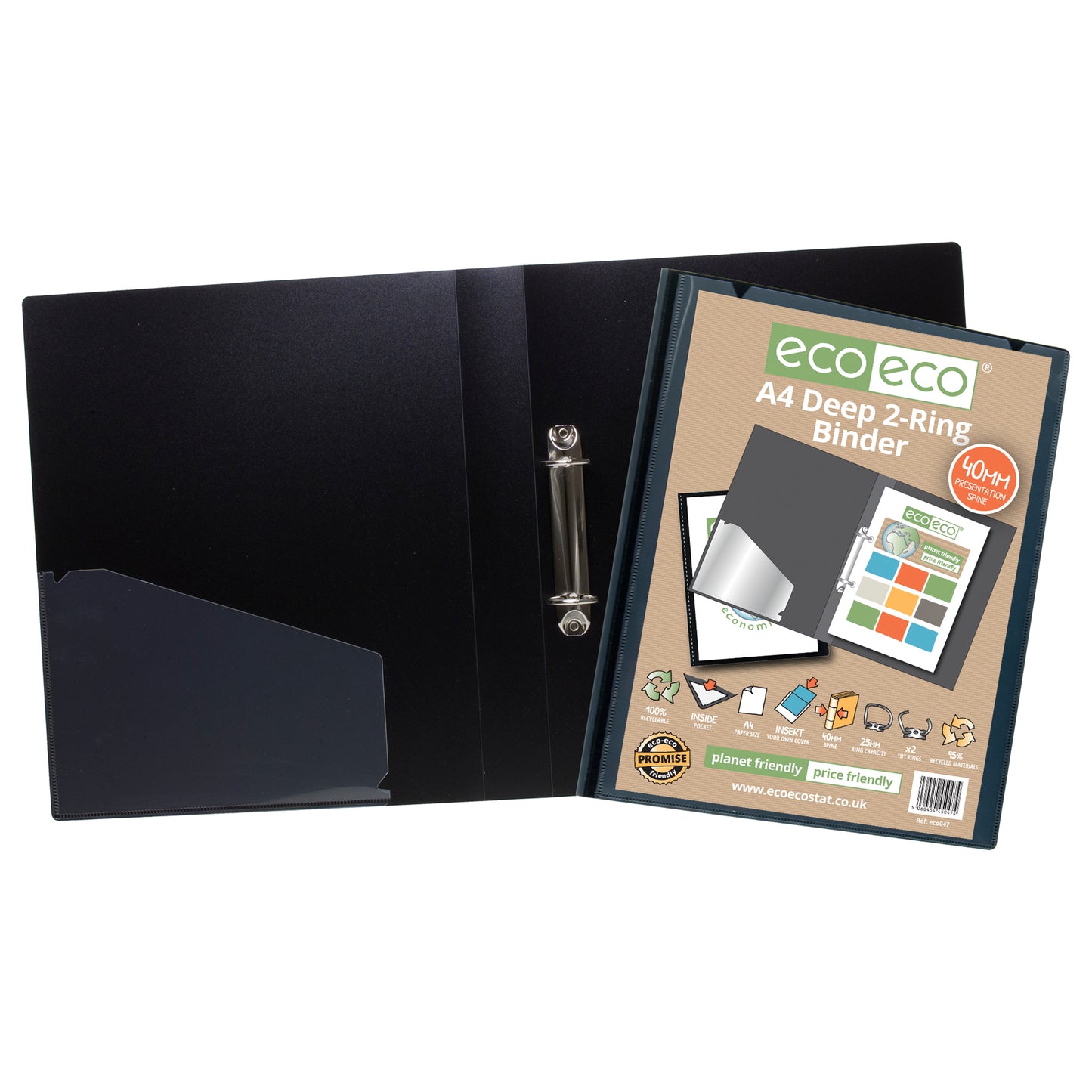 A4 95% Recycled 2-D Rings Presentation Ring Binder with Deep Spine