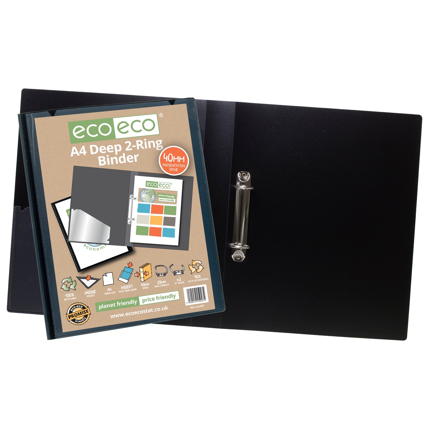 A4 95% Recycled 2-D Rings Presentation Ring Binder with Deep Spine