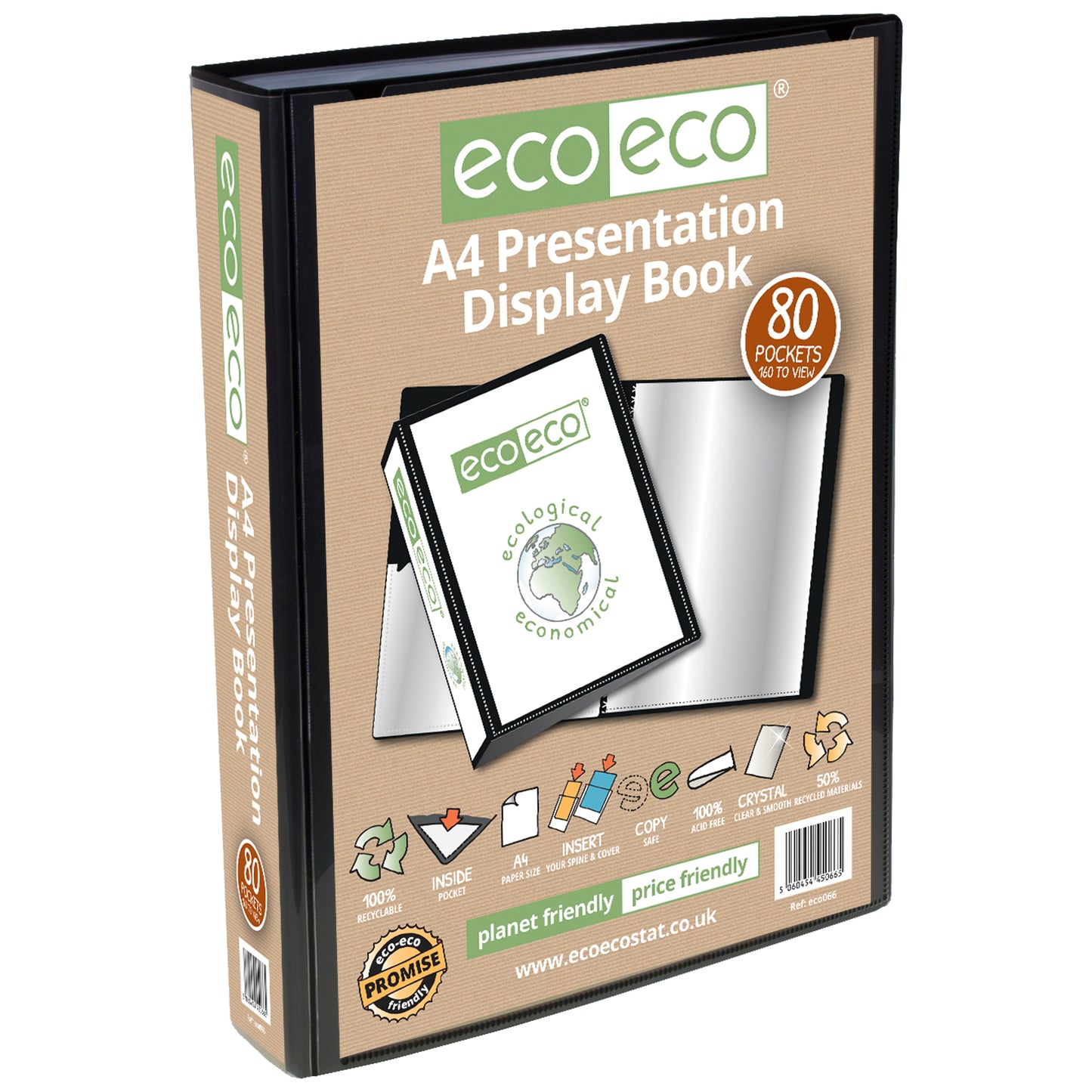 A4 50% Recycled 80 Pocket Presentation Display Book