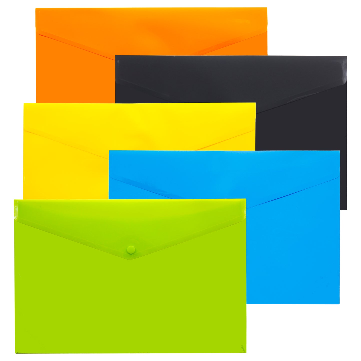 Pack 5 A3 50% Recycled Colour Press Stud Wallets