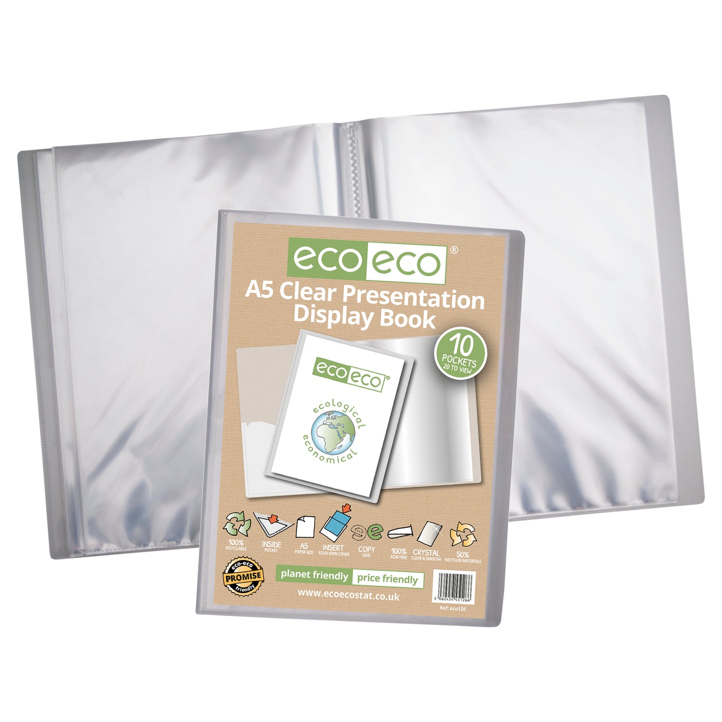 A5 50% Recycled Clear 10 Pocket Presentation Display Book
