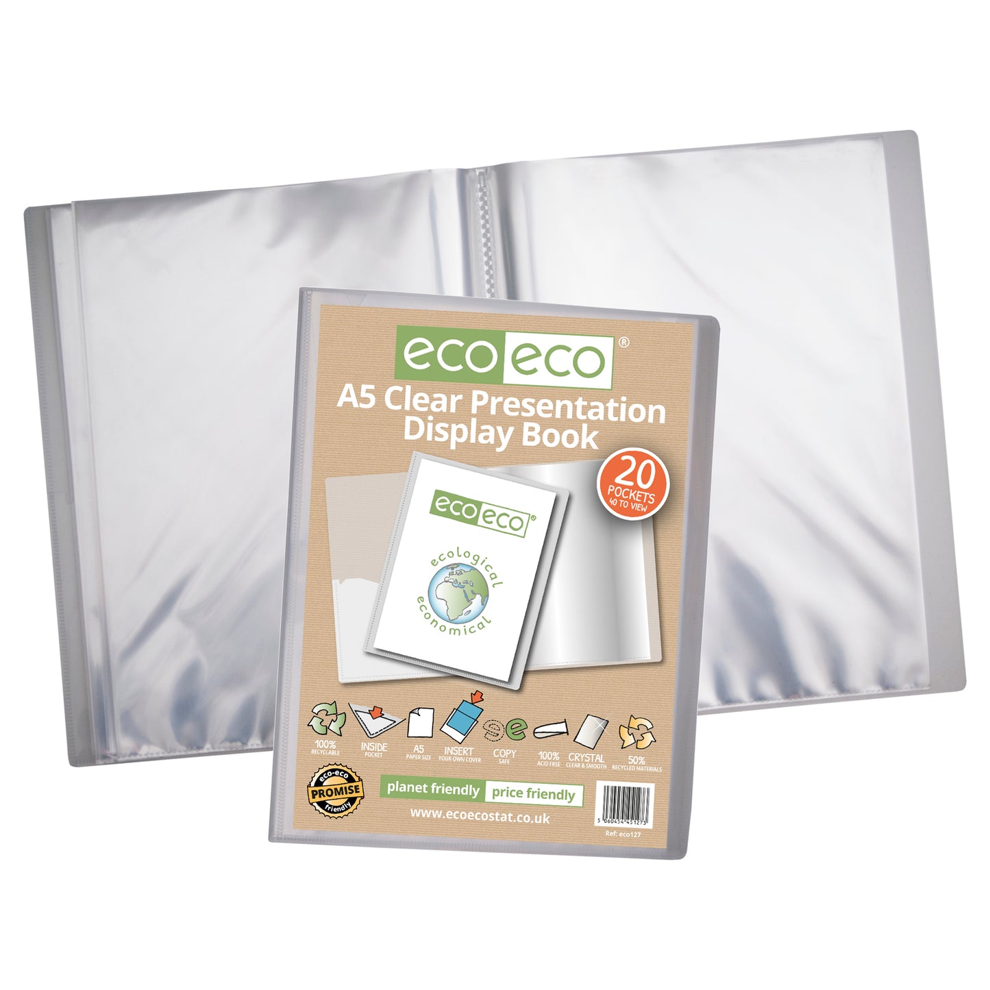 A5 50% Recycled Clear 20 Pocket Presentation Display Book