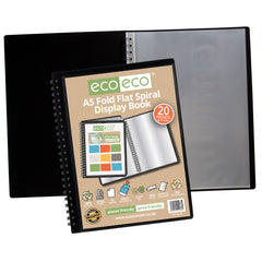 A5 90% Recycled 20 Pocket Fold Flat Spiral Display Book