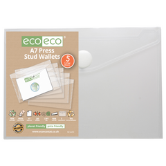 Pack 5 A7 50% Recycled Clear Press Stud Wallets
