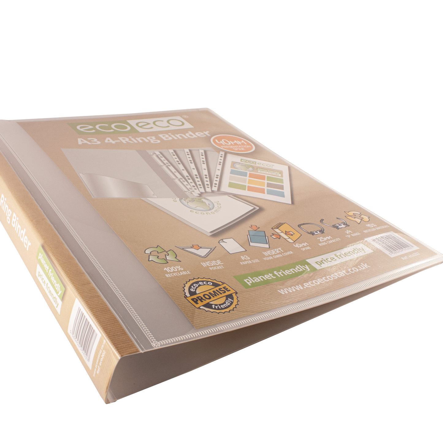 A3 95% Recycled Clear Presentation 4 Ring Portrait Binder
