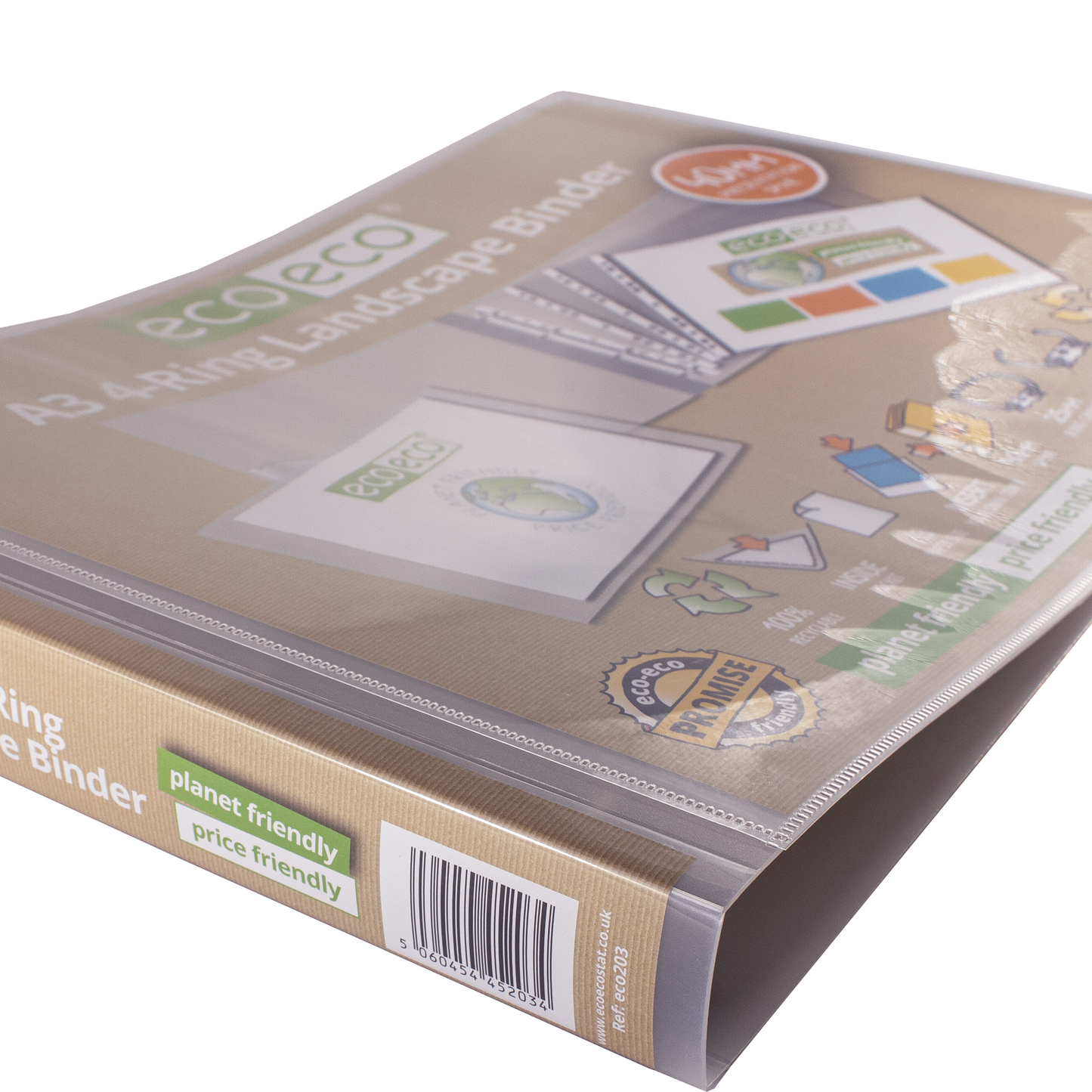 A3 95% Recycled Clear Presentation 4 Ring Landscape Binder
