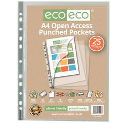 A4 100% Recycled Bag 25 Open Access Premier Multi Punched Pockets