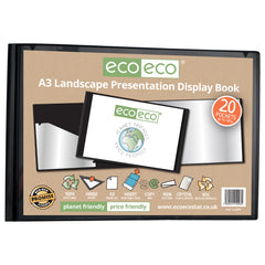 A3 50% Recycled 20 Pocket Landscape Presentation Display Book