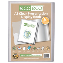 A3 50% Recycled Clear 60 Pocket Presentation Display Book
