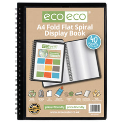 A4 90% Recycled 40 Pocket Fold Flat Spiral Display Book