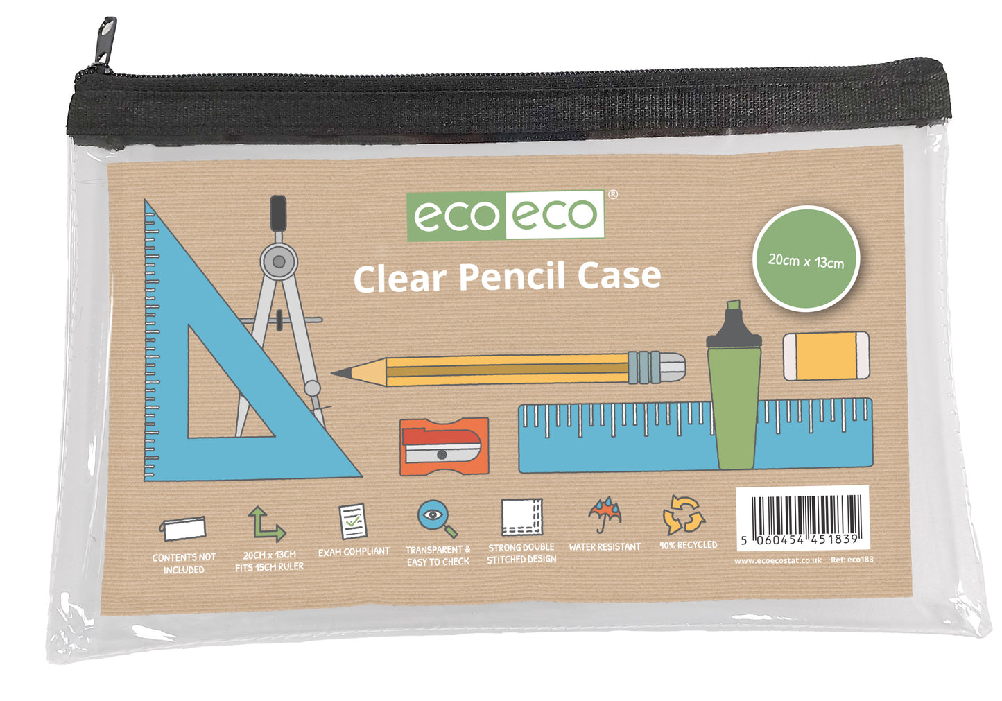 Clear PVC Flat Pencil Case - 20x13cm