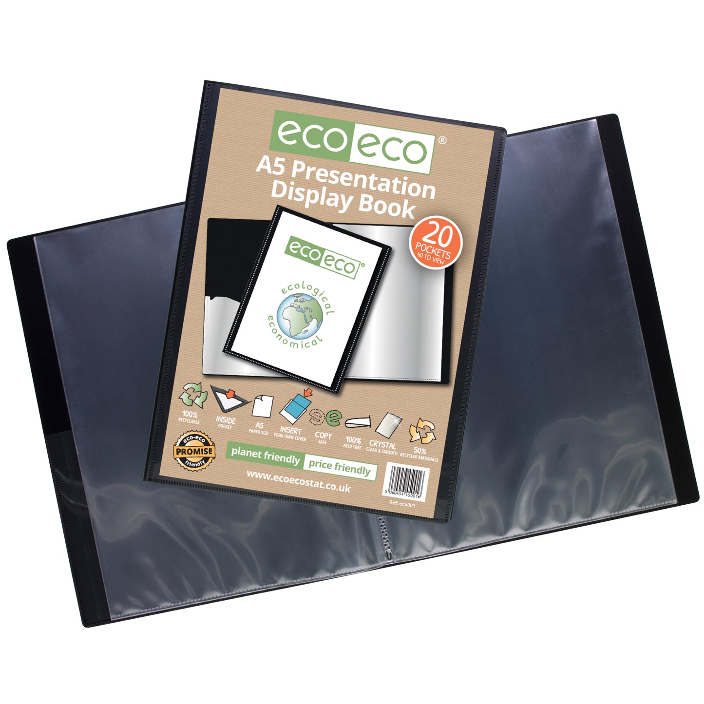 A5 50% Recycled 20 Pocket Presentation Display Book
