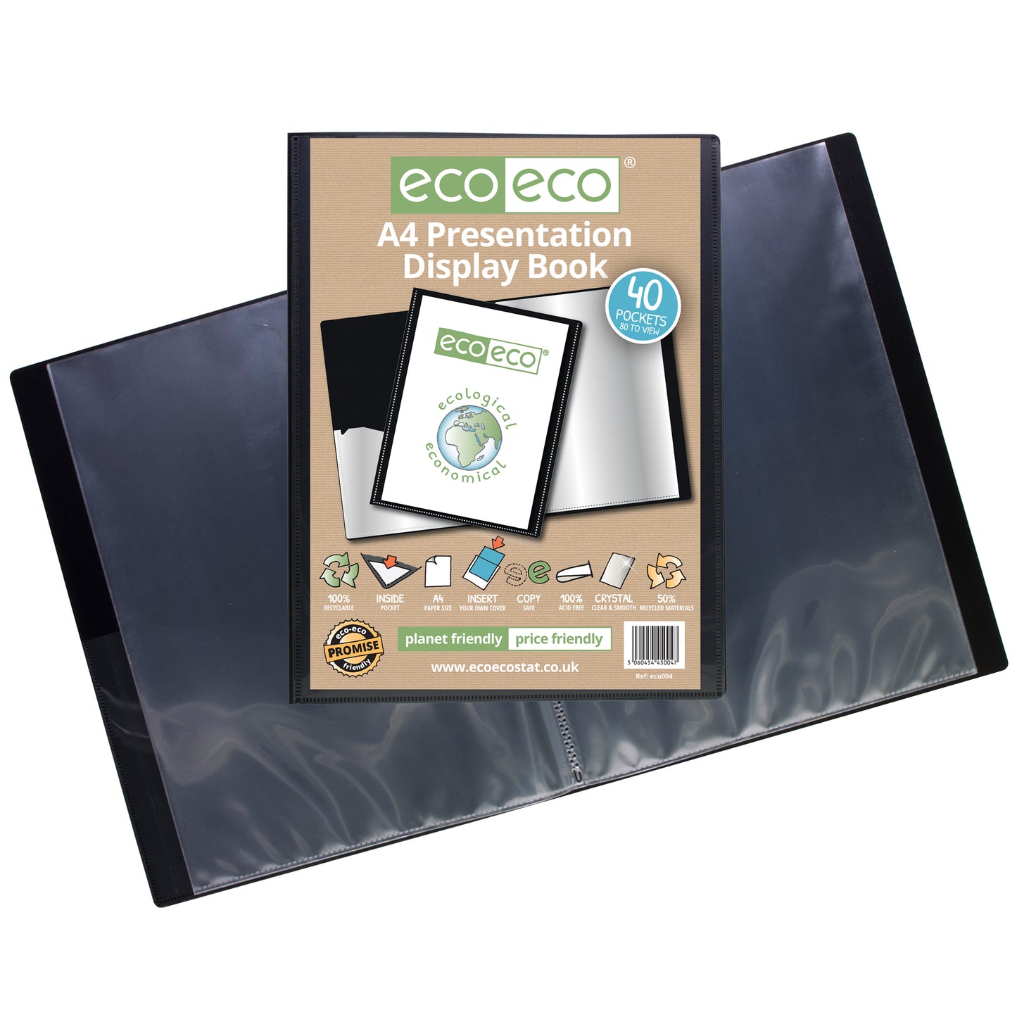 A4 50% Recycled 40 Pocket Presentation Display Book