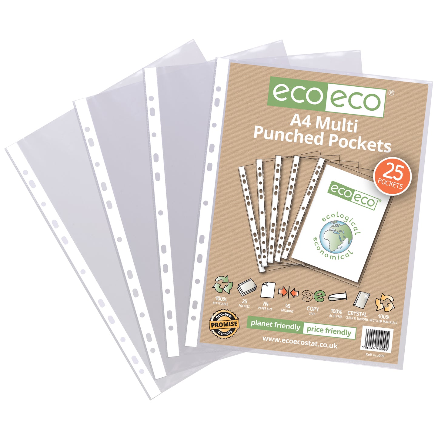 A4 100% Recycled Bag 25 Multi Punched Pockets