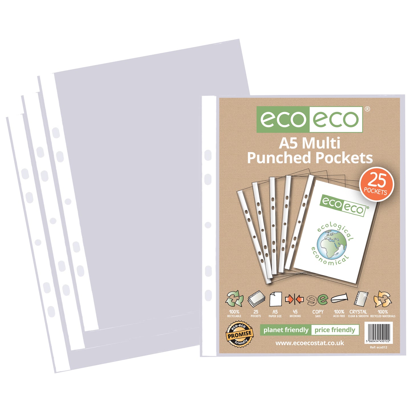 A5 100% Recycled Bag 25 Multi Punched Pockets