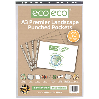 A3 100% Recycled Bag 10 Premier Landscape Multi Punched Pockets
