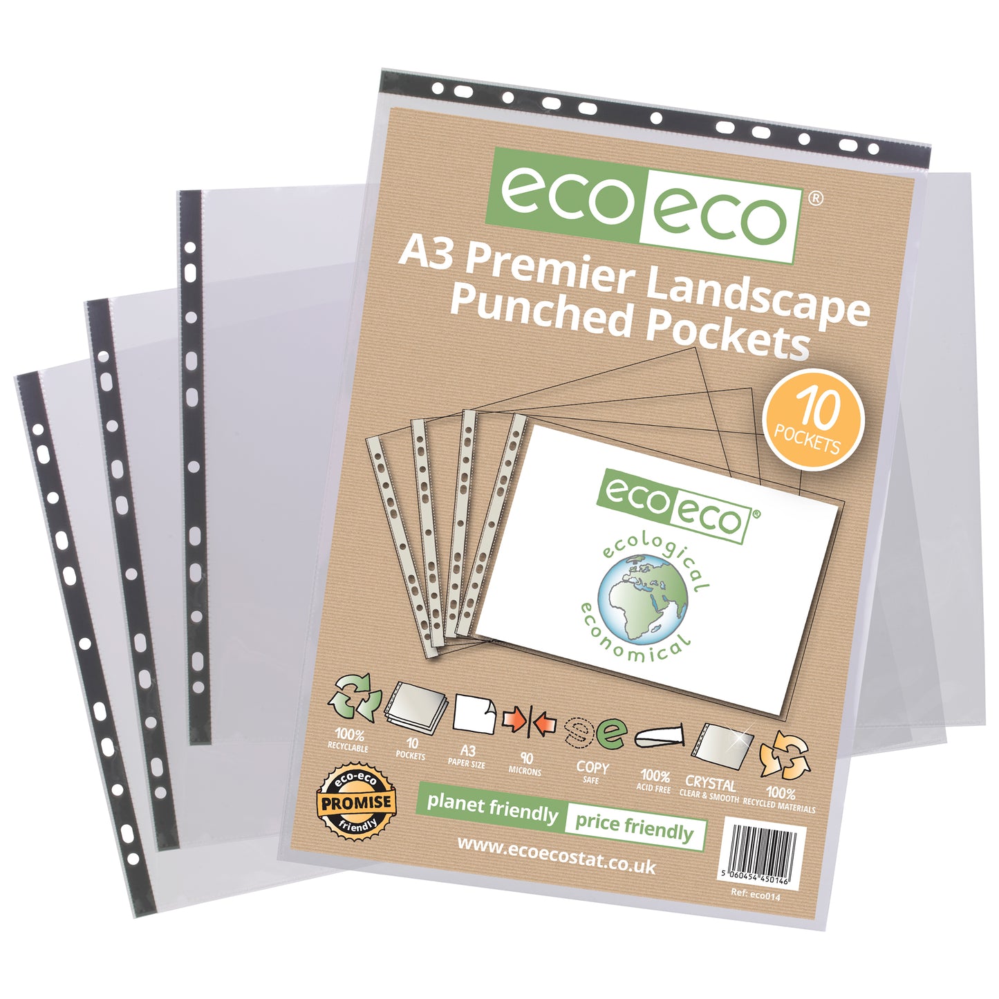 A3 100% Recycled Bag 10 Premier Landscape Multi Punched Pockets