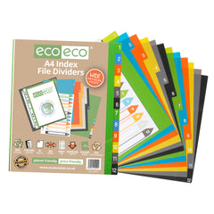 A4 50% Recycled Set 12 Wide Index File Dividers