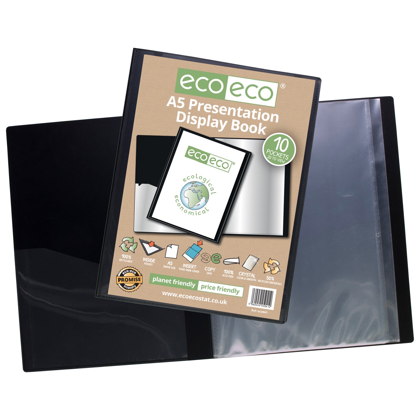 A5 50% Recycled 10 Pocket Presentation Display Book