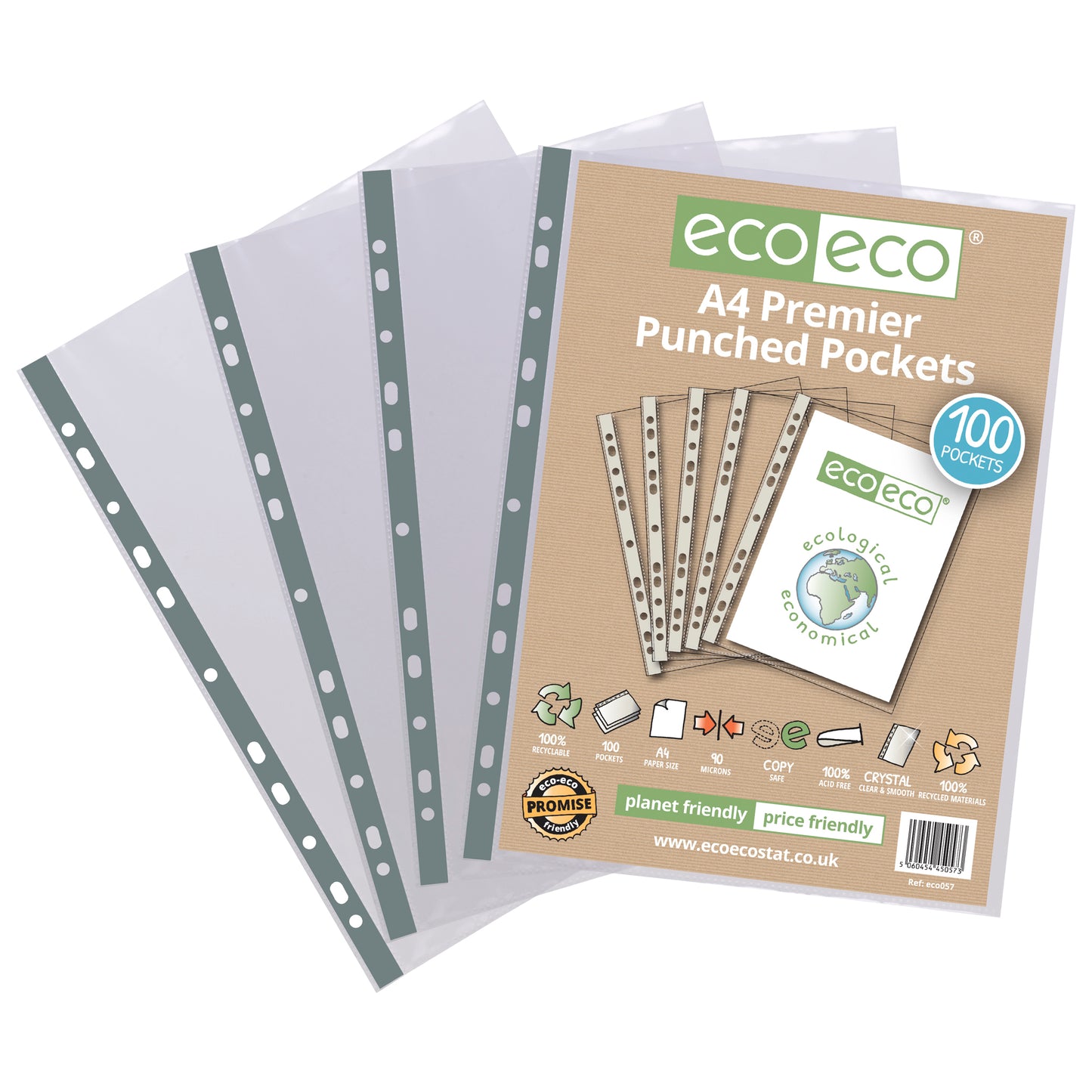 A4 100% Recycled Bag 100 Premier Multi Punched Pockets