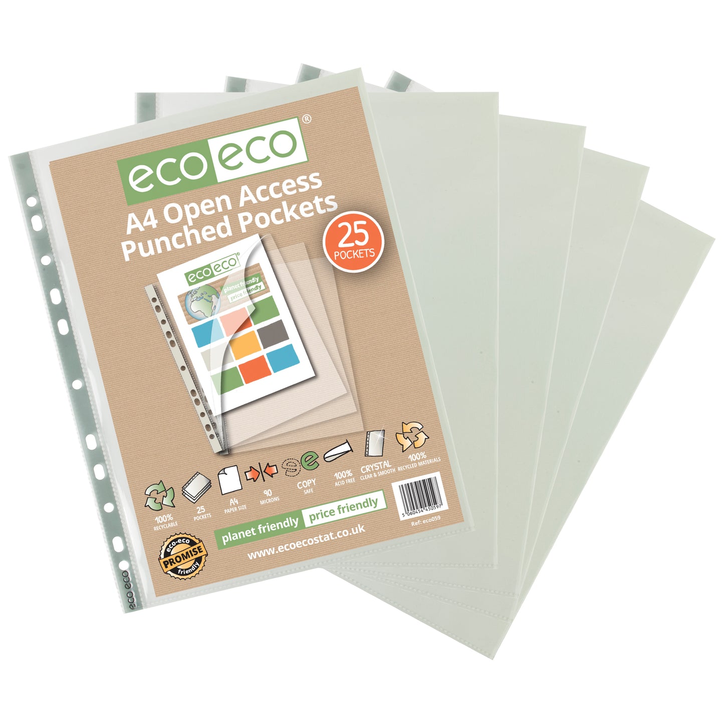 A4 100% Recycled Bag 25 Open Access Premier Multi Punched Pockets