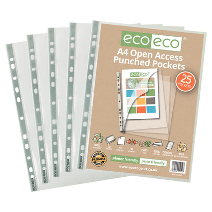 A4 100% Recycled Bag 25 Open Access Premier Multi Punched Pockets