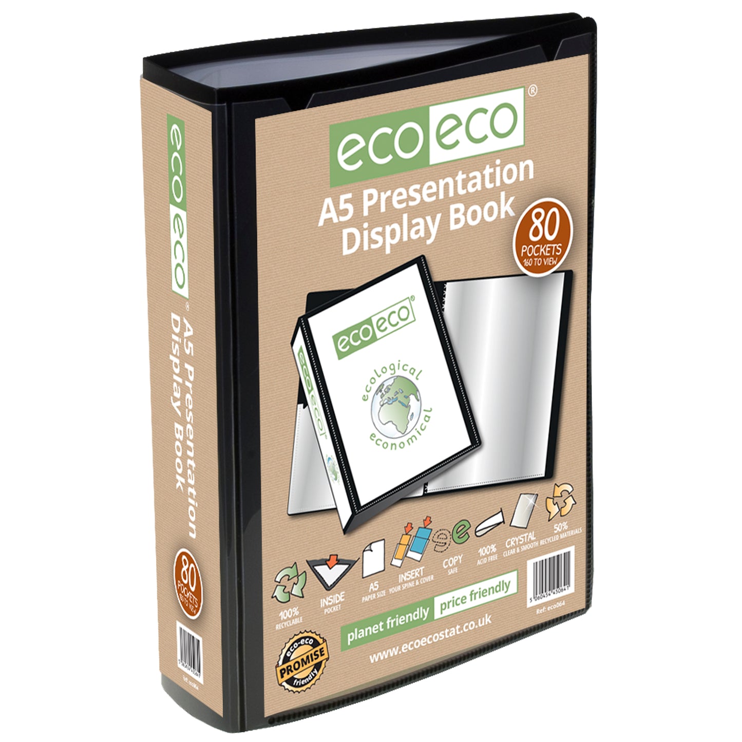 A5 50% Recycled 80 Pocket Presentation Display Book