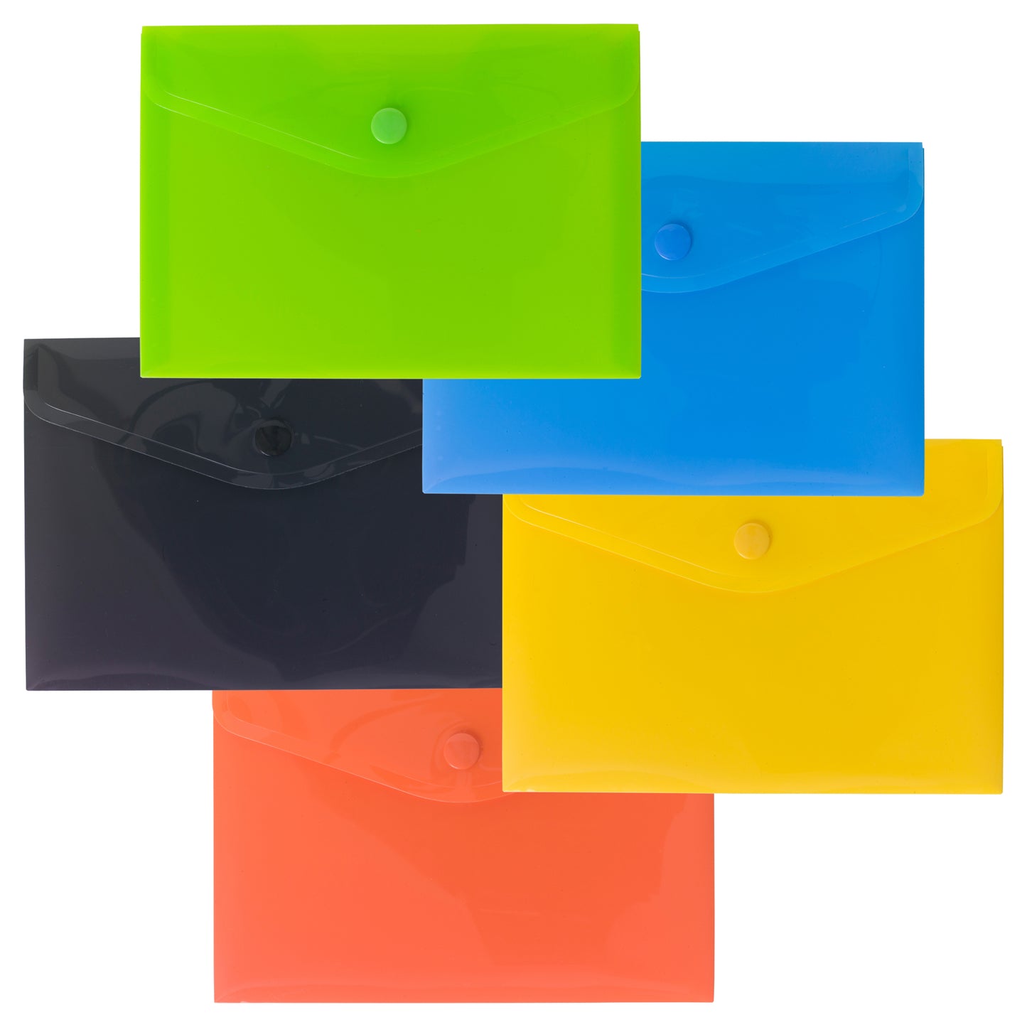 Pack 5 A7 50% Recycled Colour Press Stud Wallets