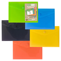 Pack 5 A6 50% Recycled Colour Press Stud Wallets