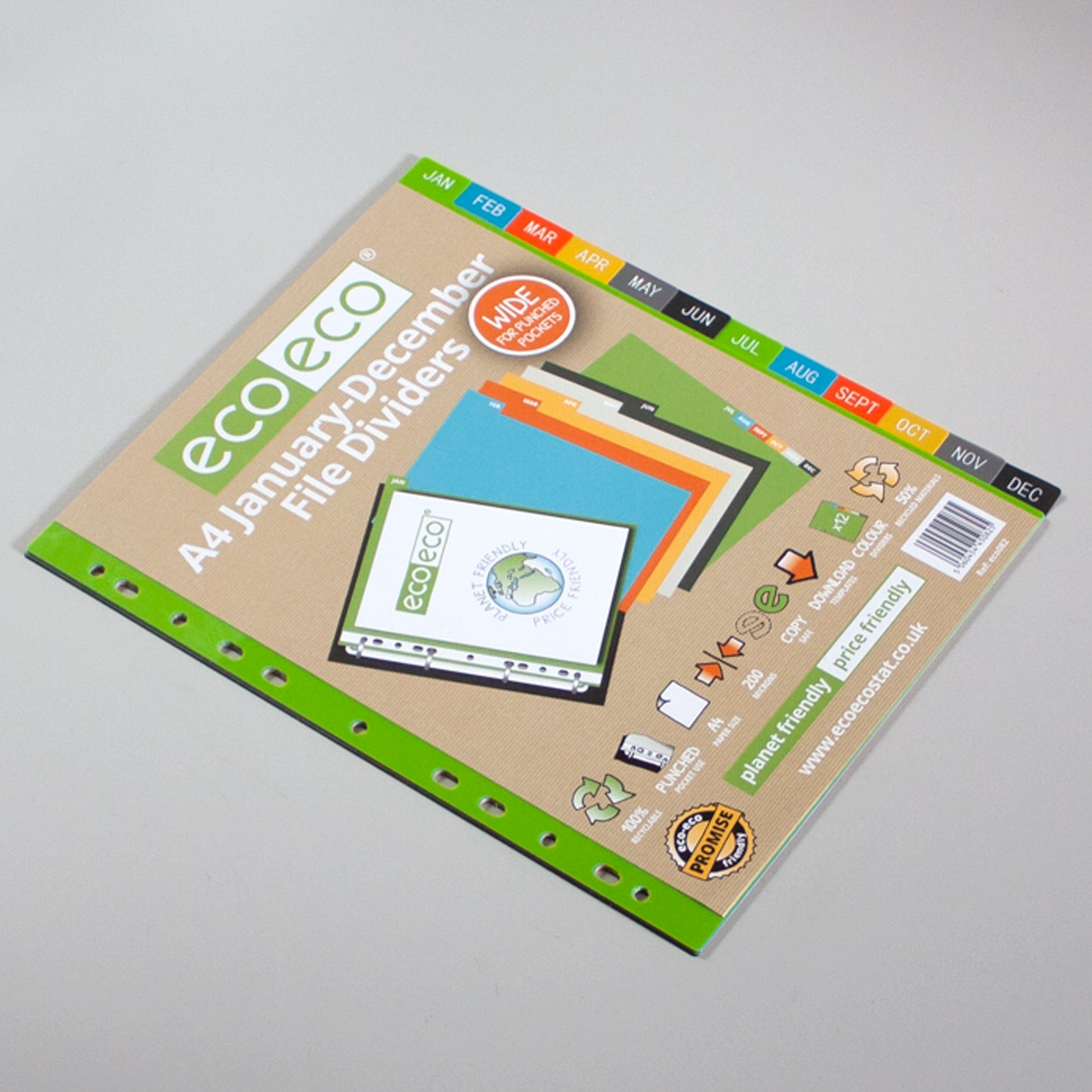 A4 50% Recycled January - December Wide Index File Dividers
