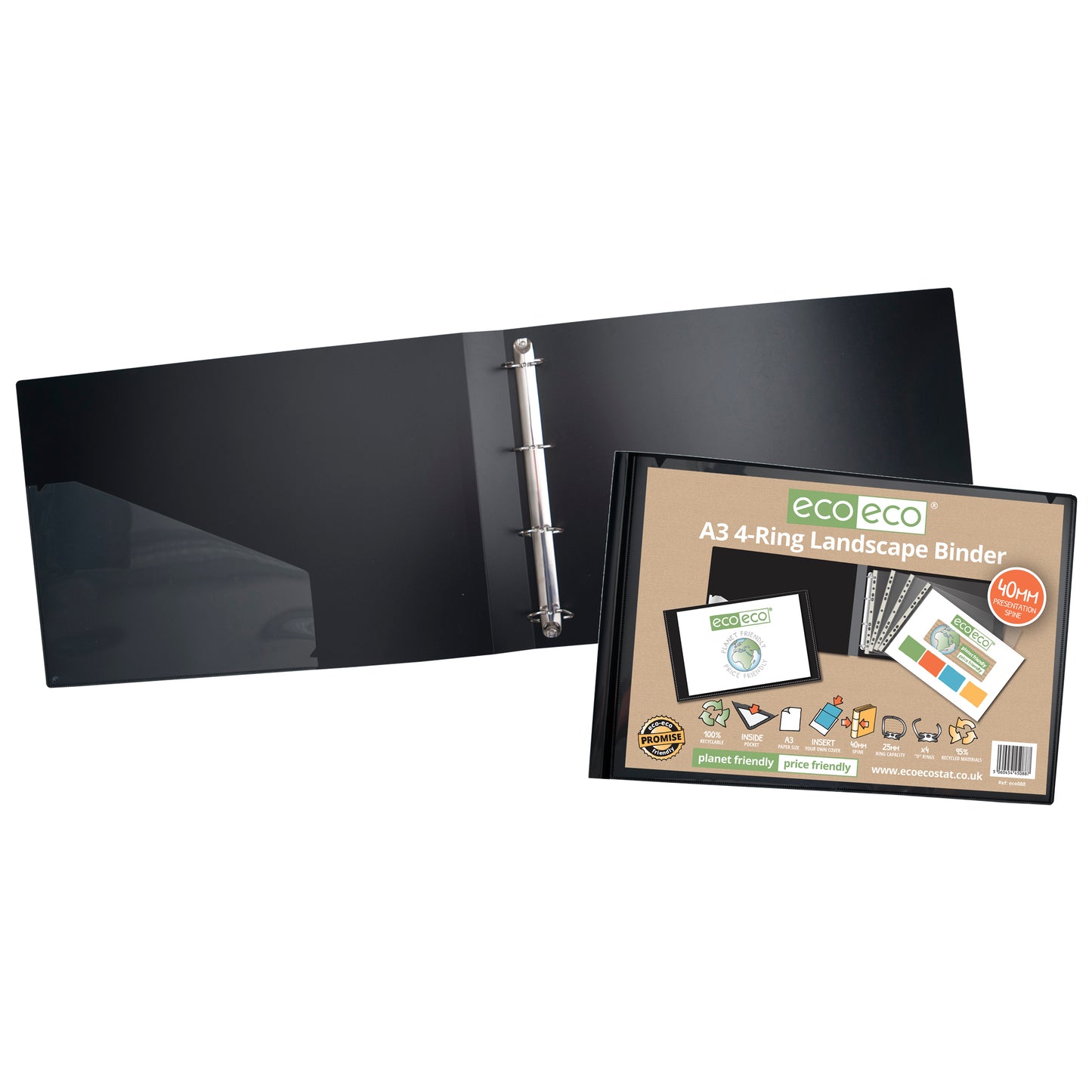A3 95% Recycled Presentation 4 Ring Landscape Binder