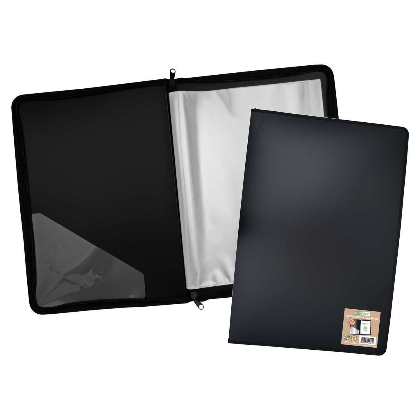A2 50% Recycled 30 Pocket Zipped Display Book
