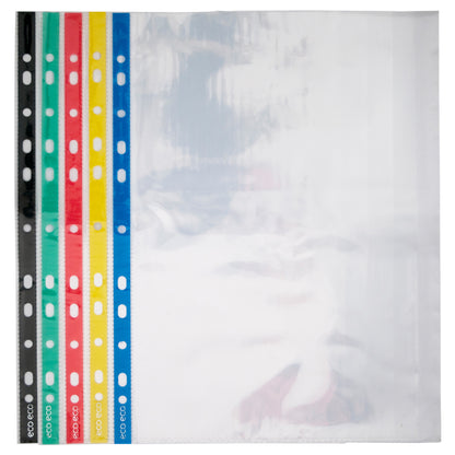 A4 100% Recycled Bag 100 Colour Spine Multi Punched Pockets