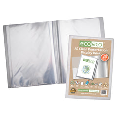 A3 50% Recycled Clear 20 Pocket Presentation Display Book