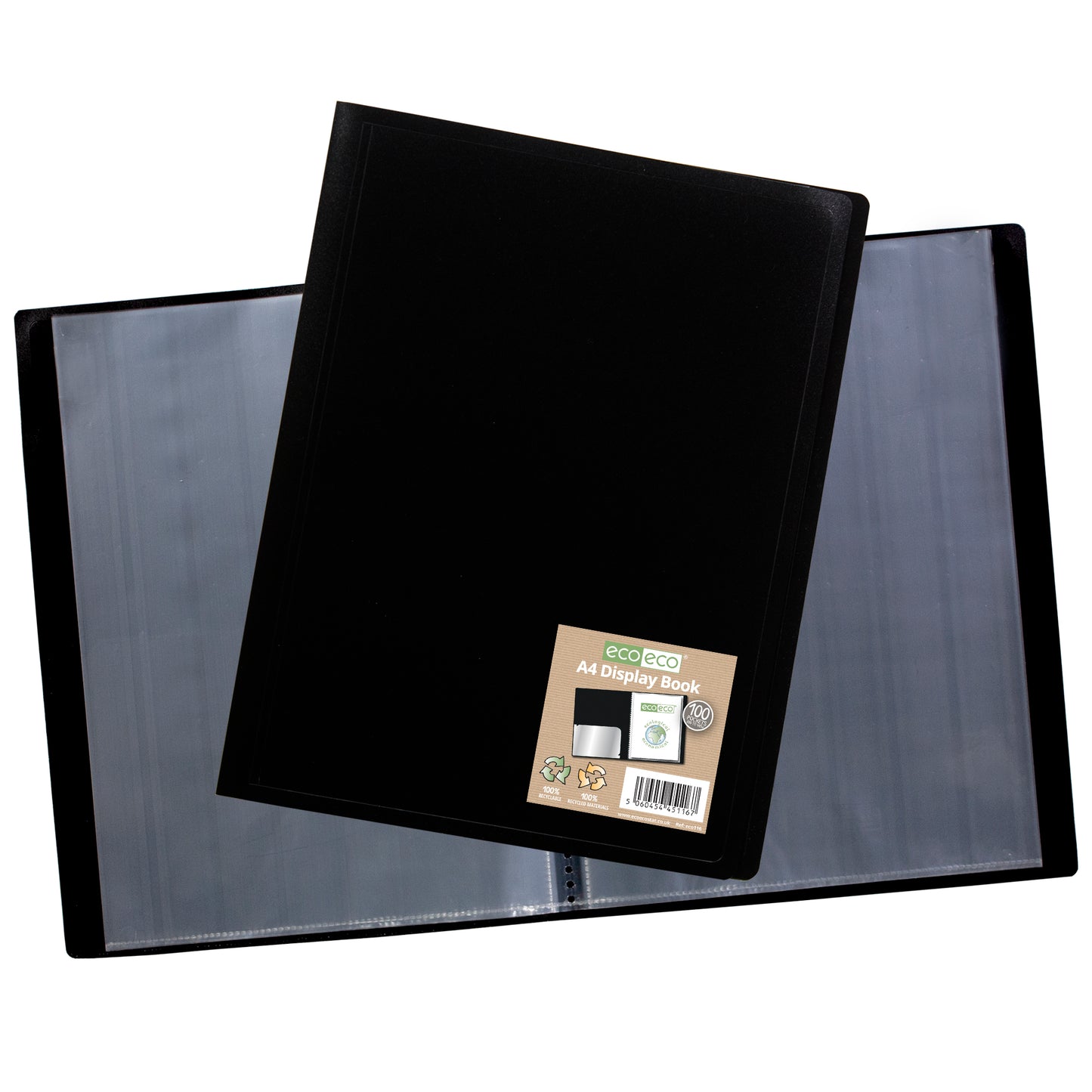 A4 100% Recycled 100 Pocket Flexicover Display Book