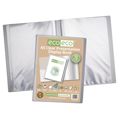 A5 50% Recycled Clear 10 Pocket Presentation Display Book