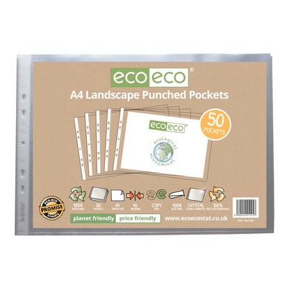 A4 100% Recycled Bag 50 Landscape Multi Punched Pockets