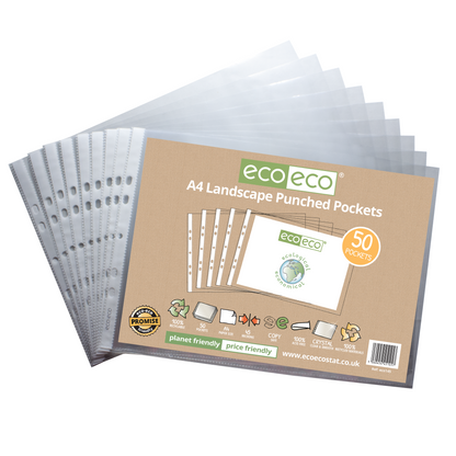 A4 100% Recycled Bag 50 Landscape Multi Punched Pockets
