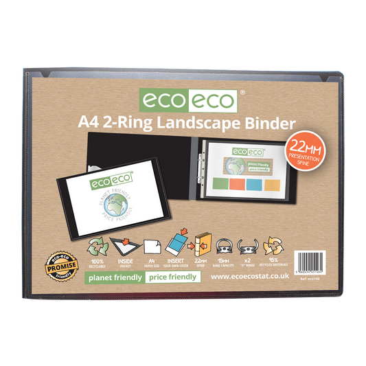 A4 95% Recycled Landscape 2-O Ring Binder