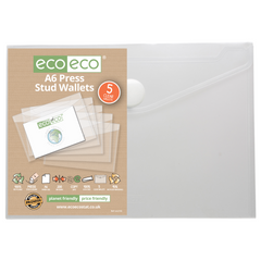 Pack 5 A6 50% Recycled Clear Press Stud Wallets