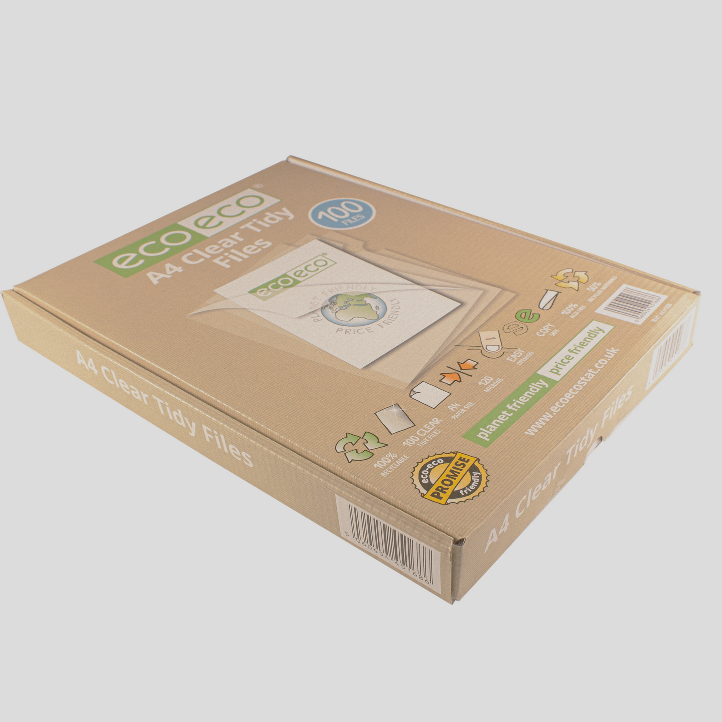 A4 50% Recycled Box 100 Clear Tidy Files