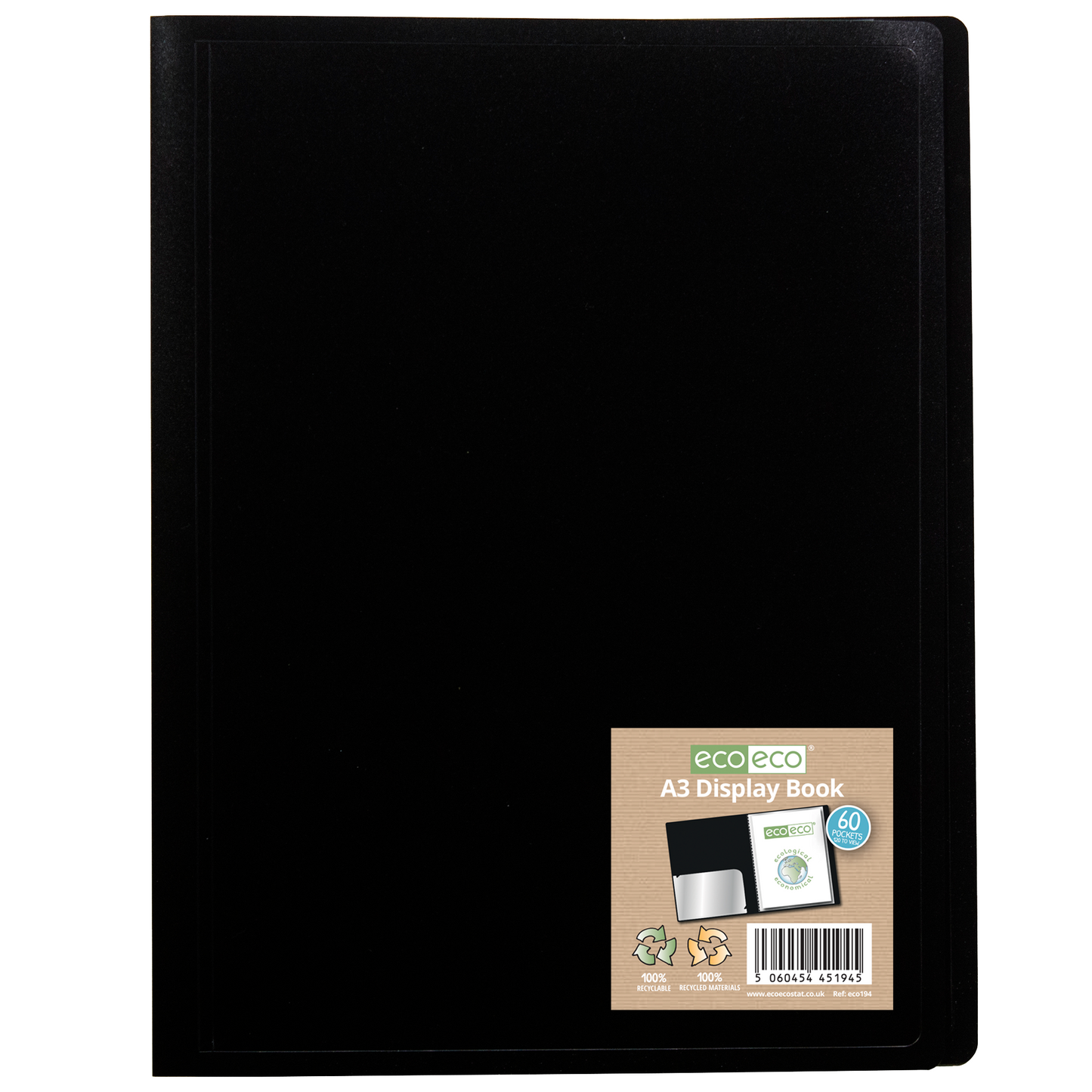 A3 100% Recycled 60 Pocket Flexicover Display Book